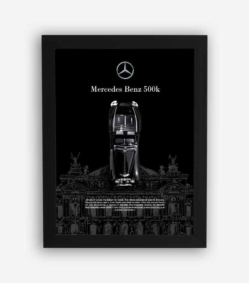 قاب ماکت ماشین مرسدس بنز 500K مشکی قاب ماکت ماشین مرسدس بنز 500K مشکی